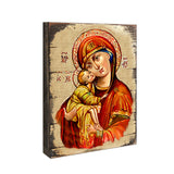Icono sagrado ortodoxo religioso de madera de la Virgen María de Vladimir, bañado en oro - Decoración inspiradora - 85011