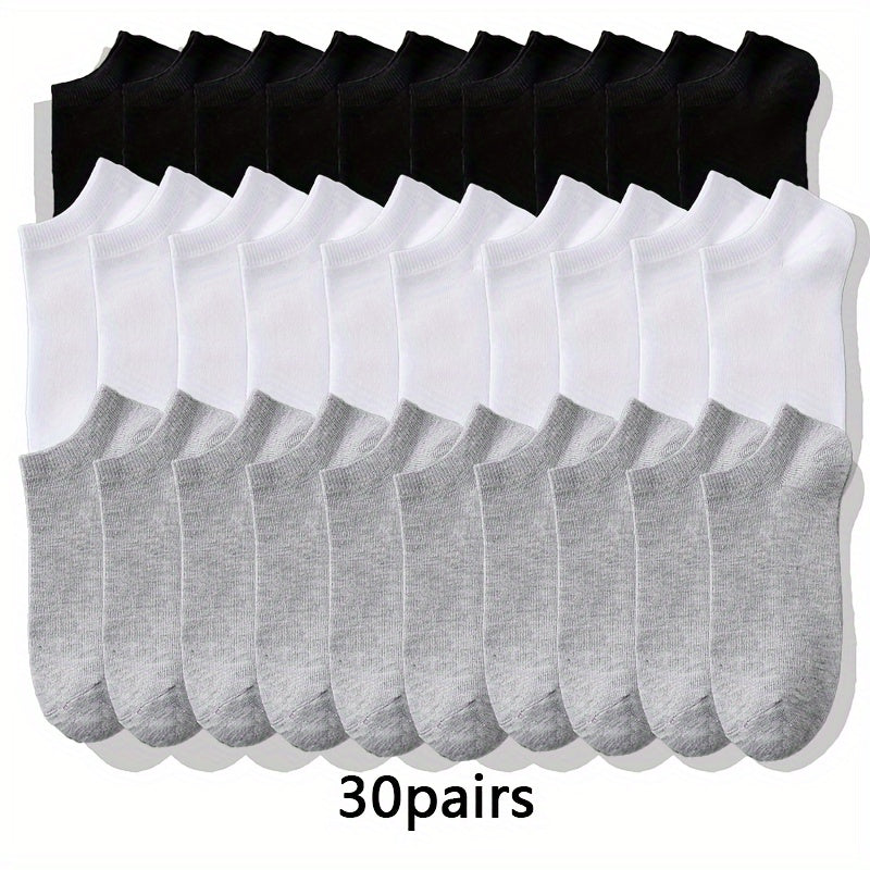 10/20/30 pairs Men's 10/20/30 Pairs Compression Sports Socks, Sweat-Wicking, Anti-Odor, Non-Slip for Running, Basketball, Fitness