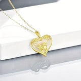 Sunflower Heart Pendant Necklace, Gold Colored Zinc Alloy - Lootquake