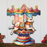 Carousel Bunny Holiday Door Decor  by G. Debrekht - Christmas Decor - 8611026H