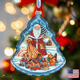 Nordic Santa Tree Glass Ornament by G. DeBrekht - Christmas Santa Snowman Decor - 762-026