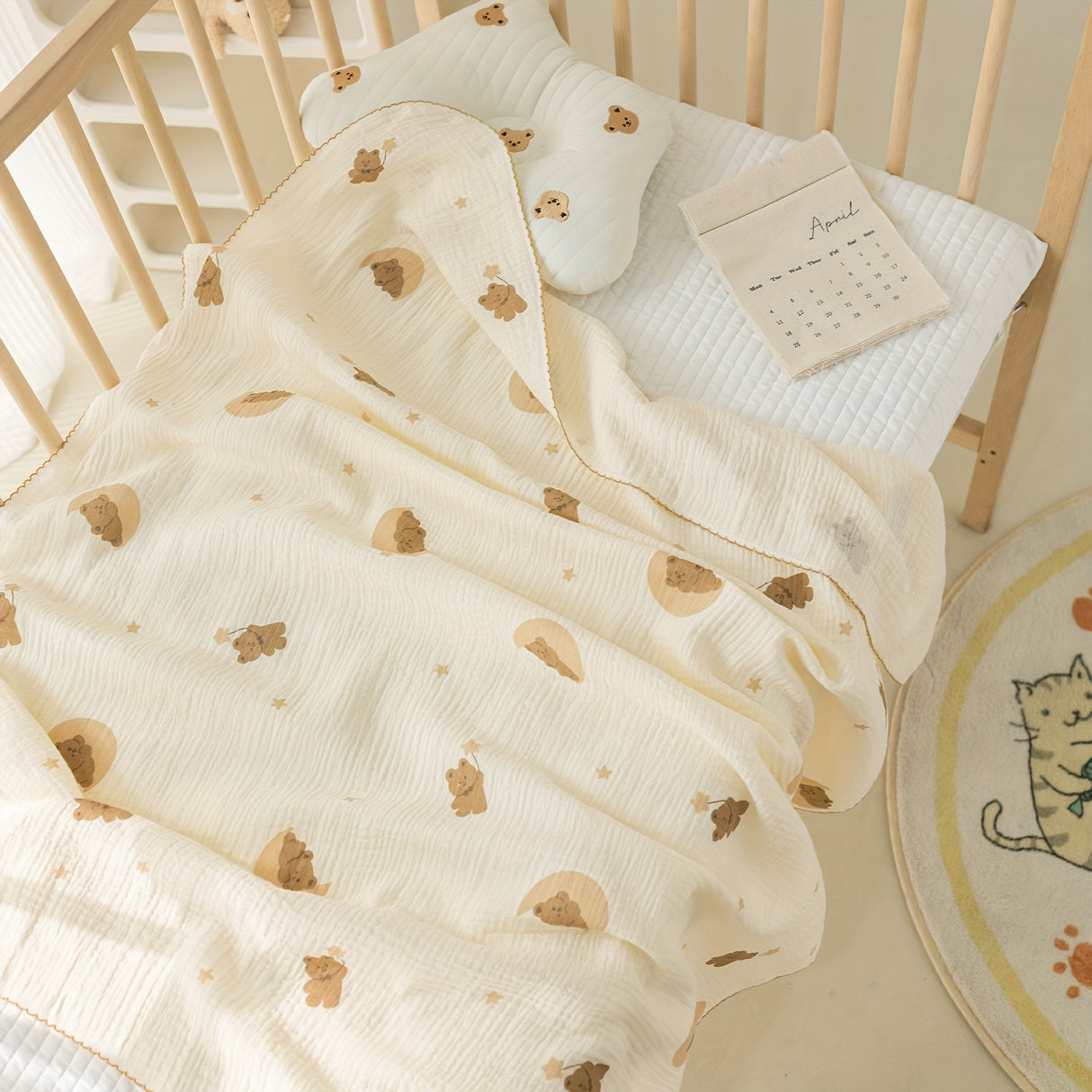 1pc Soft and Breathable Baby Muslin Swaddle Blanket for Boys and Girls - Cute Print Design - Perfect Newborn Baby Gift for Christmas