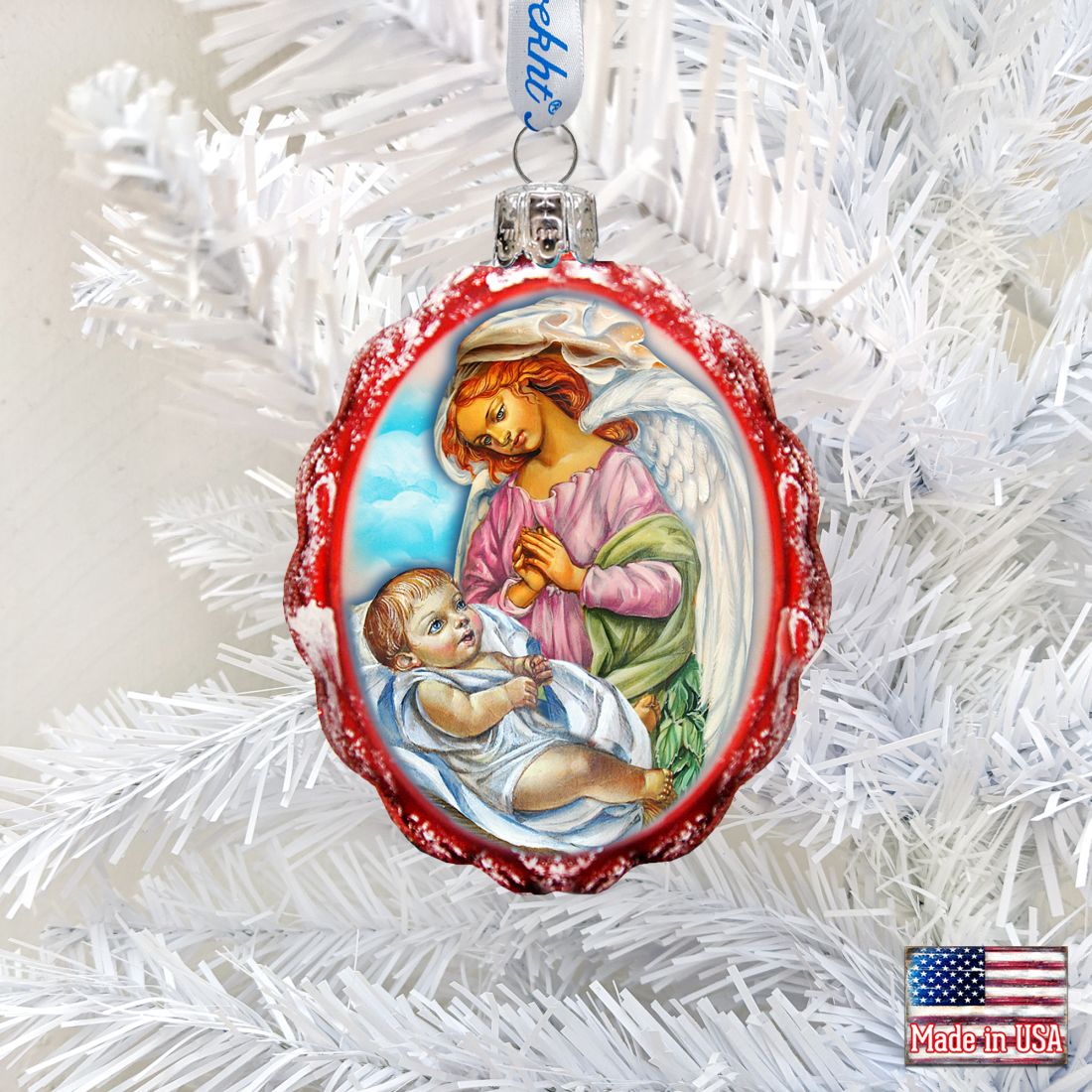 Blessing Child Angel Mercury Glass Ornament by G. DeBrekht - Nativity Holiday Decor - 772019
