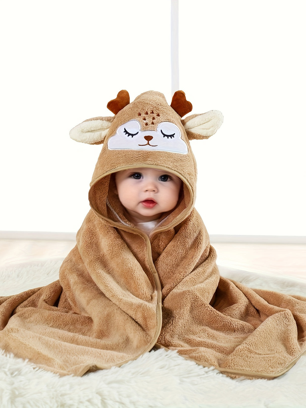 Albornoz con capucha para bebé niño, manta de baño, cochecito de bebé, bonita prenda exterior usable para múltiples usos.