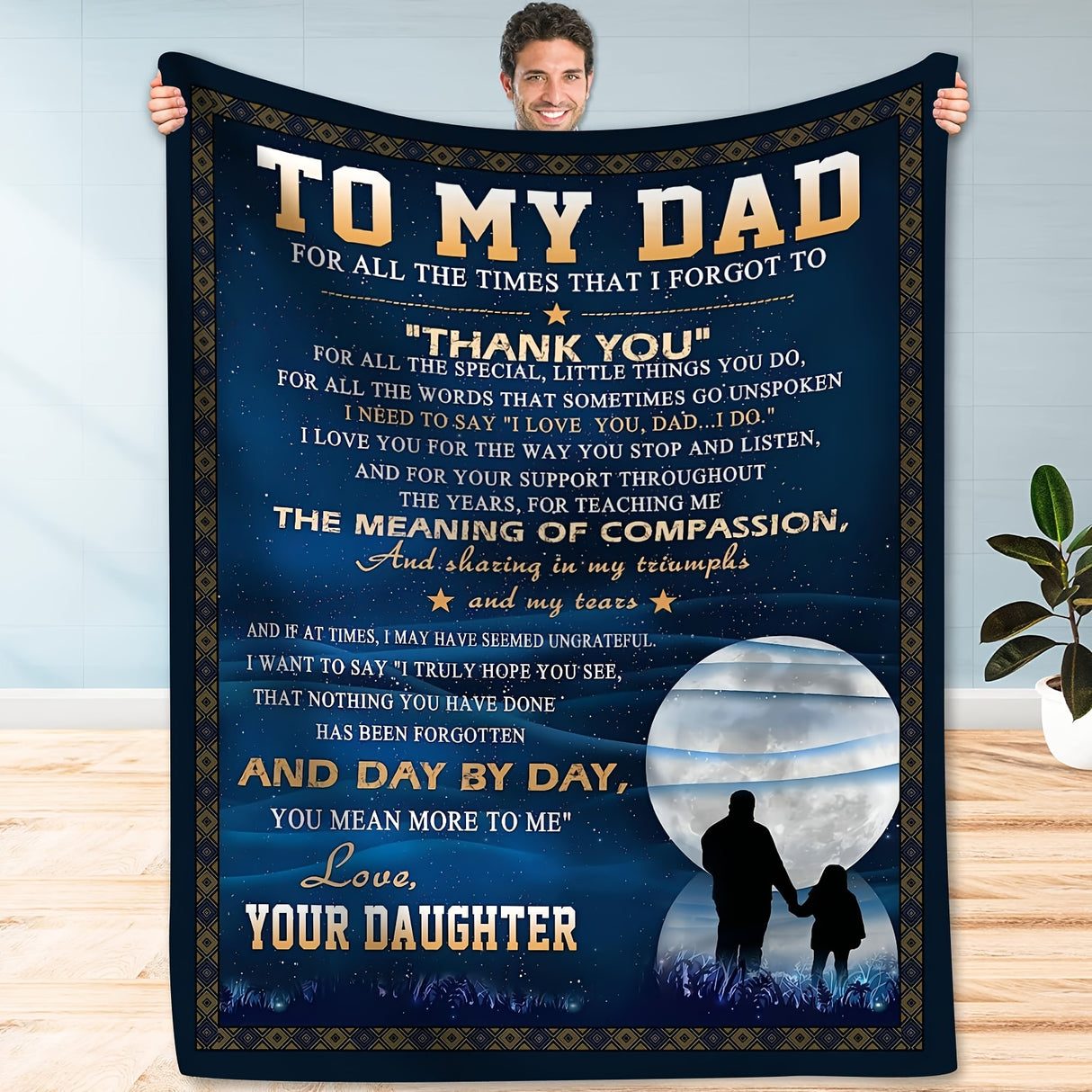 Manta polar acogedora para papá: un emotivo regalo para el Día del Padre. Manta de franela suave y cálida para todas las estaciones, perfecta para usar en interiores y exteriores.