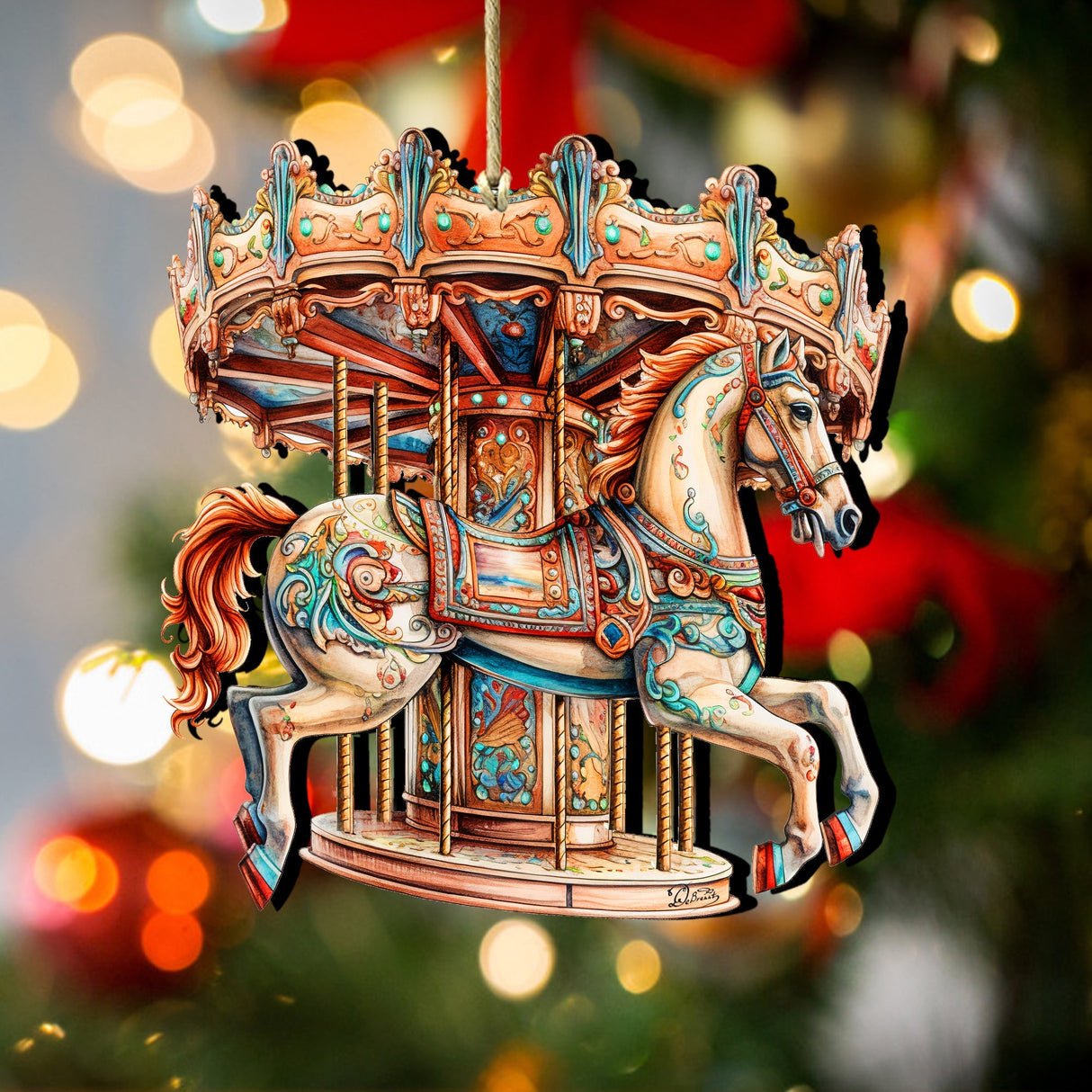 Carousel Horse Wooden Ornaments by G. Debrekht Christmas Decor - 8611027