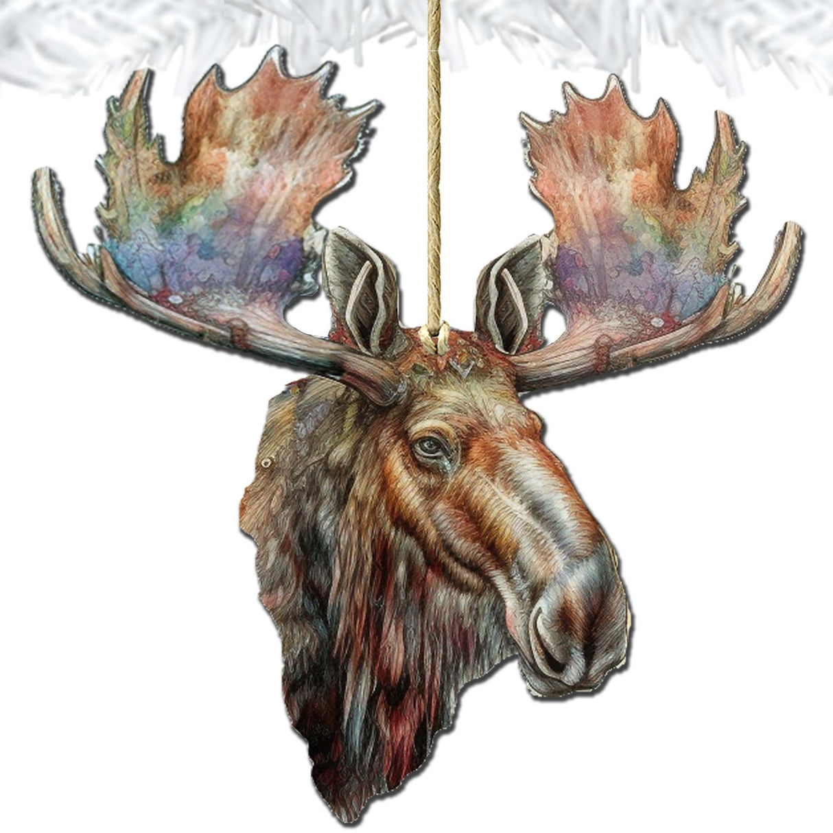 Mighty Moose Of Alaska Wooden Ornaments by G.Debrekht - Wildlife Holiday Decor - 8710108-2