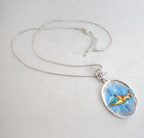 Collar con colgante de tortuga de nácar bañado en plata - 44053