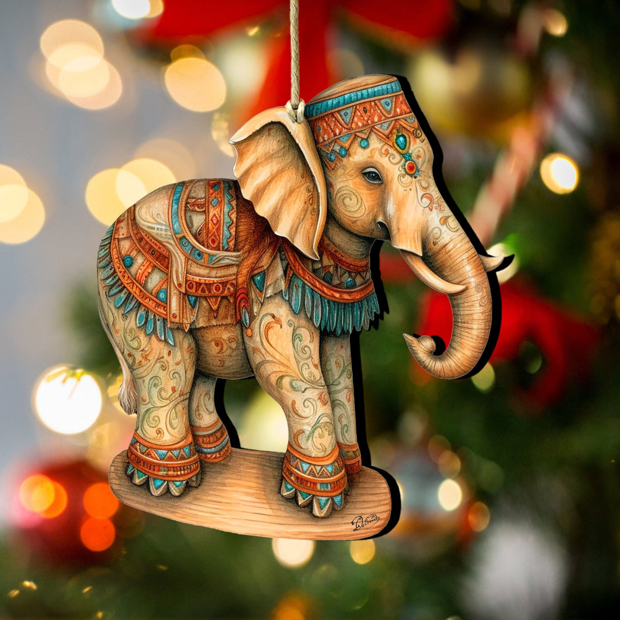 Carousel Elephant Wooden Ornaments by G. Debrekht - Christmas Decor - 8100192-2
