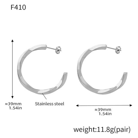 Stainless Steel 18K Real Gold C- Shaped Round Ring Earrings - Lootquake
