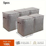 2pcs/5pcs Extra Large Capacity Stylish Houndstooth Storage Boxes - Durable, Space-Saving Closet Organizers with Handles for Easy Clothes, Blanket Storage and Organization at Home and Office