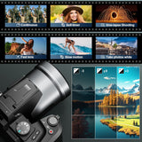 Cámara digital NBD de 64 MP para fotografía, videocámara 5K para YouTube con pantalla abatible de 3", zoom digital de 16x, enfoque automático, 2 baterías, tarjeta TF de 32 GB (S205, negra)