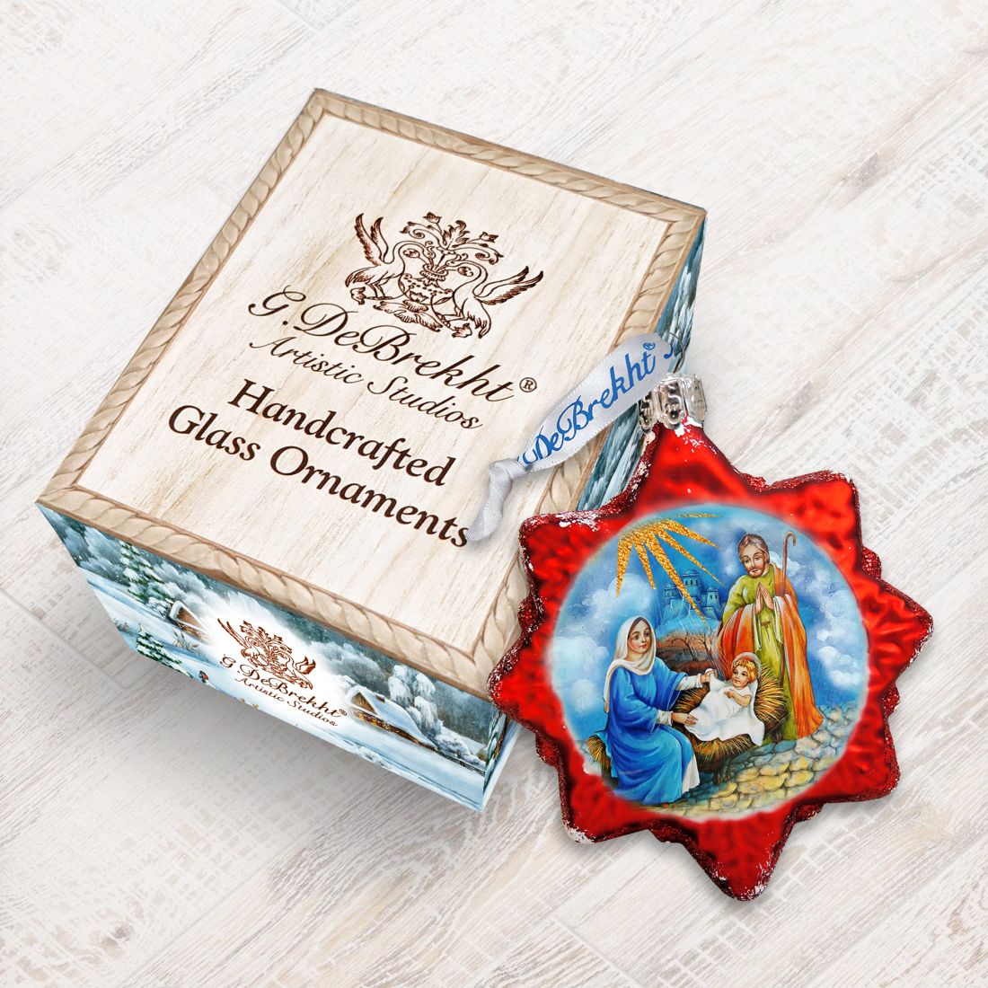 Nativity Snowflake Mercury Glass Ornament by G. DeBrekht - Nativity Holiday Decor - 772018