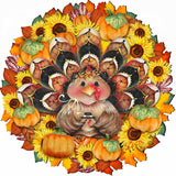Turkey Holiday Door Wreath - Thanksgiving Halloween Decor by Jamie Mills-Price - 8185305-3H-MP