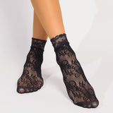 4 pares de calcetines de malla de encaje, calcetines invisibles ultrafinos y calados, medias y calcetas para mujer