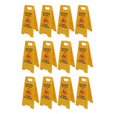 12Pcs Wet Floor Sign Foldable A Frame Caution Floor Sign Plastic 2 Sided for Indoor Outdoor - Lootquake