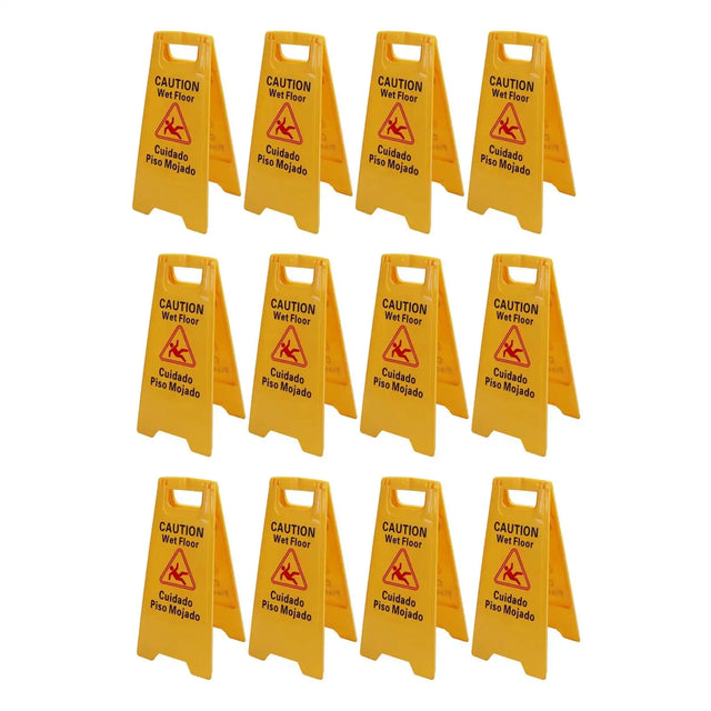 12Pcs Wet Floor Sign Foldable A Frame Caution Floor Sign Plastic 2 Sided for Indoor Outdoor - Lootquake