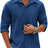 COOFANDY Mens Long Sleeve Button Down Shirts Casual Untucked Shirts Stretch Shirts Dark Blue - Lootquake