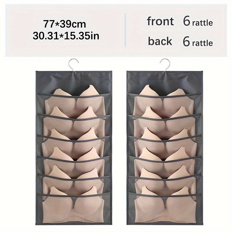 Sac de rangement pour sous-vêtements double face - Solution de rangement polyvalente pour lingerie et chaussettes, design compact et adapté aux voyages, avec fonction d'accrochage facile
