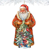 Adornos de madera de Papá Noel con amigos del bosque de G. Debrekht - Decoración navideña de Papá Noel y muñeco de nieve - 8691409