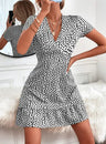 Ladies' V-neck Printed Fashionable A-list Dress - Lootquake