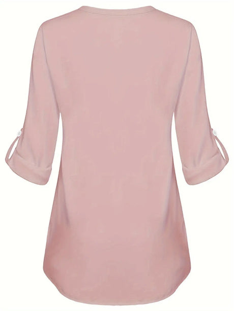 Women's Long Sleeved Simple And Versatile Casual Pearl Button Shirt - Lootquake