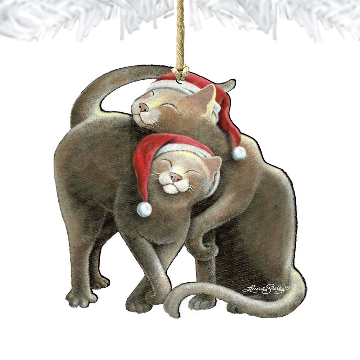 Star Cats Santa Wooden Ornaments by Laura Seeley - Pets Dog and Cats Decor - 8512068-LS