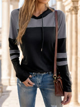 Color Block Drawstring Hoodie Sleeve
