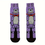 1/3 paire de chaussettes tendance pour homme, motifs animés, motifs accrocheurs pour toutes les saisons, chaussettes mi-mollet respirantes et confortables, style décontracté unisexe, résistantes et évacuant l'humidité.
