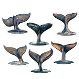 Juego de 6 imanes decorativos de madera "Historias de ballenas vibrantes" de G. Debrekht - Decoración costera con vida silvestre - 8090104G-S6