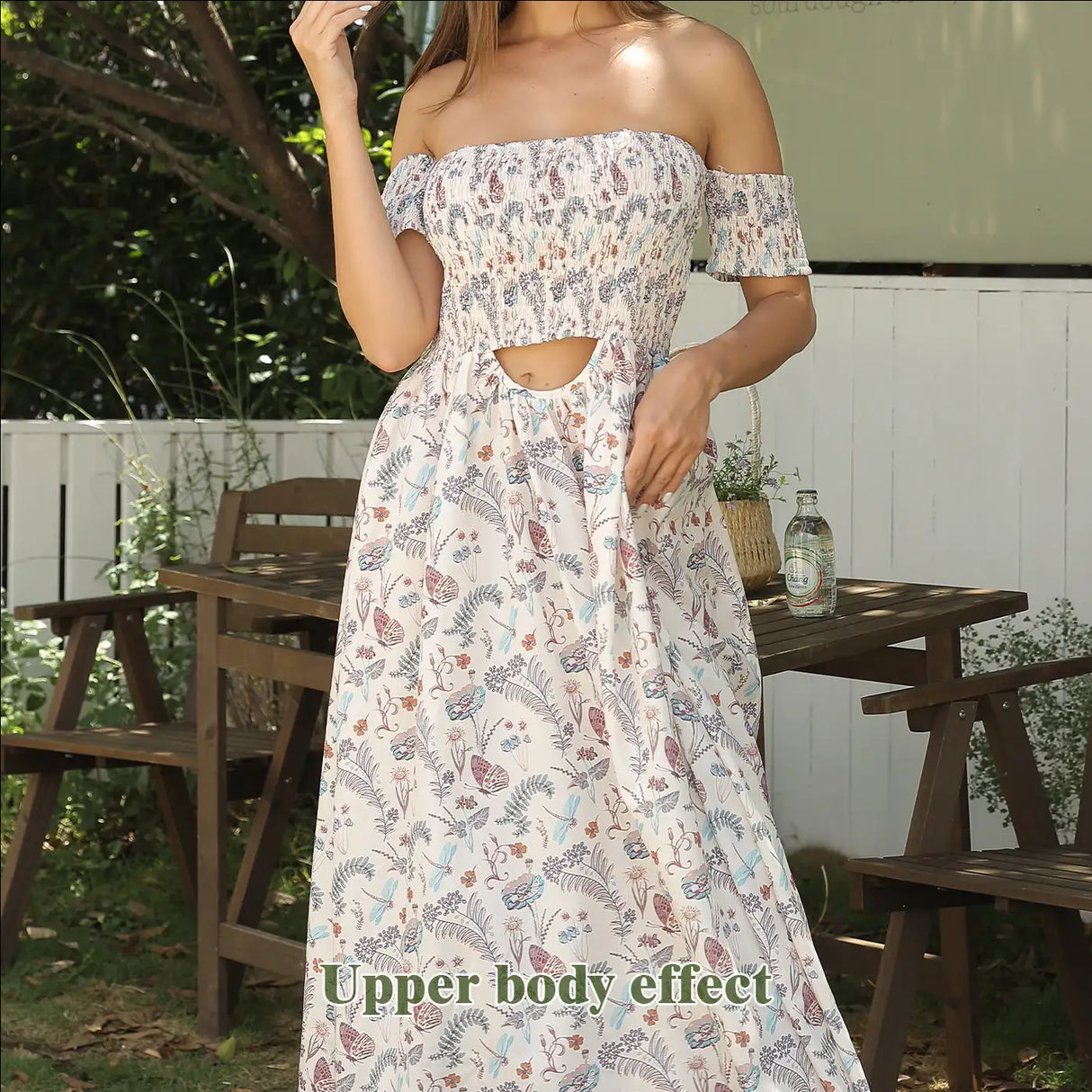 Women's Off Shoulder Strapless Floral Dress - Lootquake
