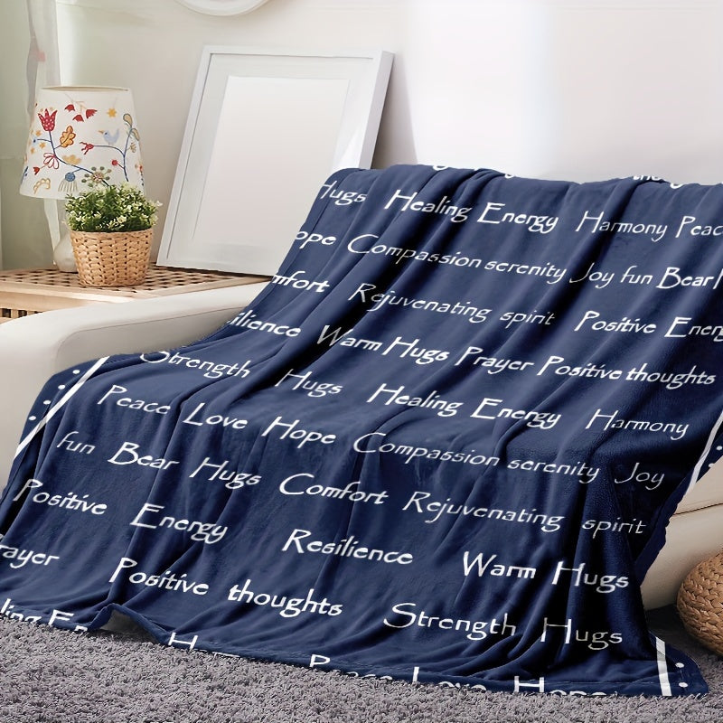 Cozy Blue Encouragement Hug Blanket - Soft Flannel, Inspirational Print For Rehab & Comfort, Perfect For Naps, Camping, And Gifting To Friends & Family