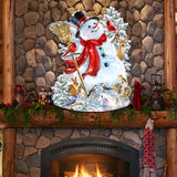 Decoración navideña para puerta con amigos del bosque helado de D. Gelsinger - Decoración navideña con muñeco de nieve y Papá Noel - 8461026H-1624