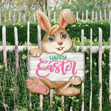 Happy Easter Bunny Wooden Door Hanger by G. DeBrekht - Easter Spring Decor - 815433-1H