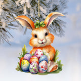Bunny with Eggs Wooden Ornaments by G. DeBrekht Easter Spring Decor - 8652772