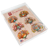 Turkey Decorative Wooden Magnets Set of 6 by G. Debrekht - Thanksgiving Decor - 8090027G-S6