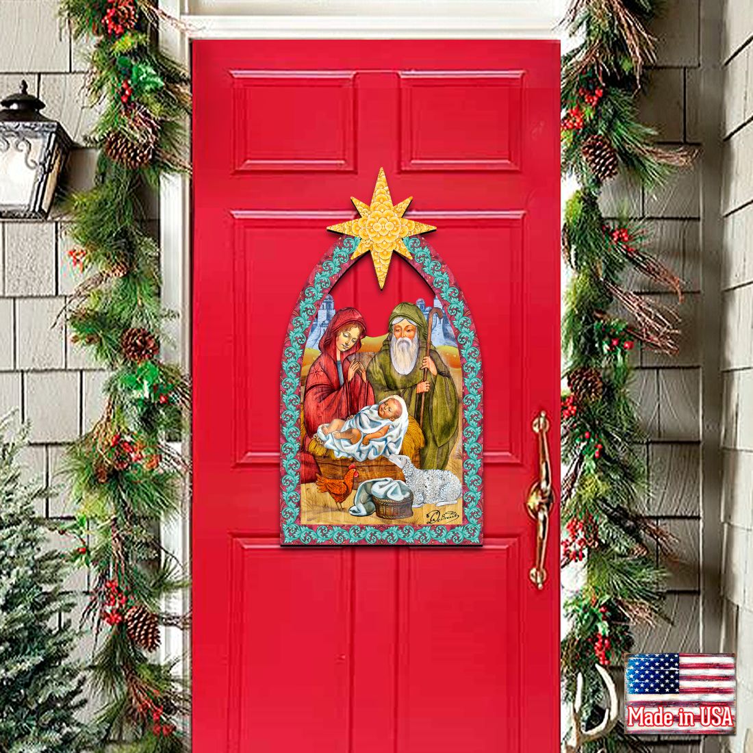 Nativity Manger Star Nativity Door Decor by G. DeBrekht - Nativity Holiday Decor - 8121301H