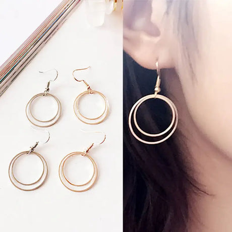 Metal Double-layer Geometric Small Circle - Lootquake