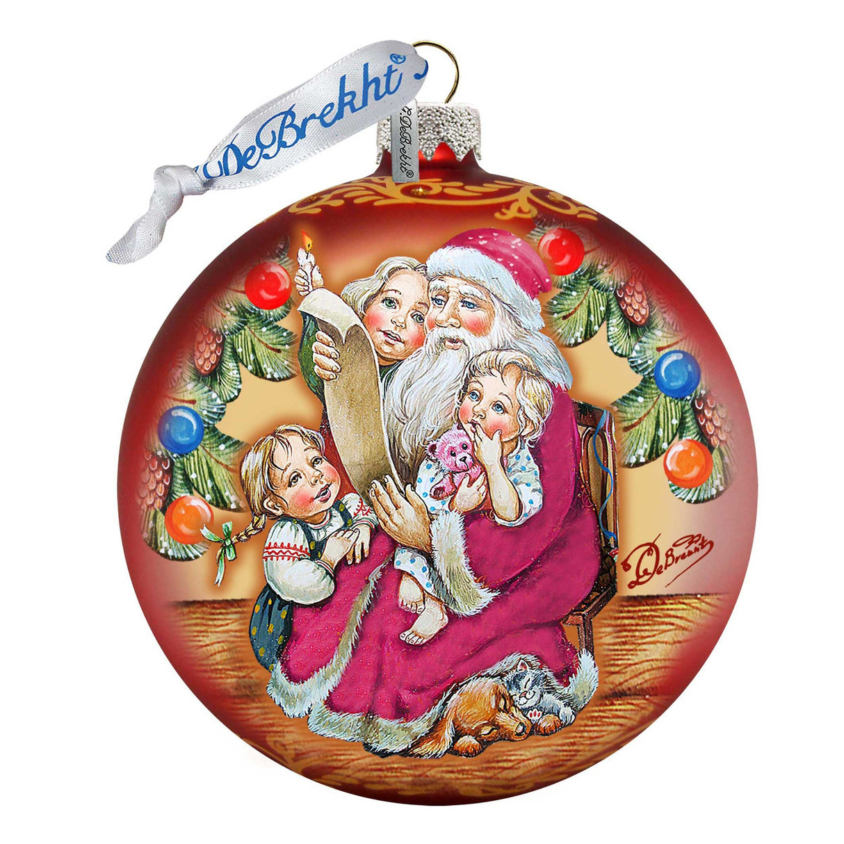 Adorno de vidrio con lista de regalos de Papá Noel de G. DeBrekht - Decoración navideña de muñeco de nieve de Papá Noel - 73364