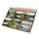 Mountain River Wooden Cork Placemat and Coasters Gift Set of 7 by Nature Wonders Nature Wildlife Decor  - 85407C-S7