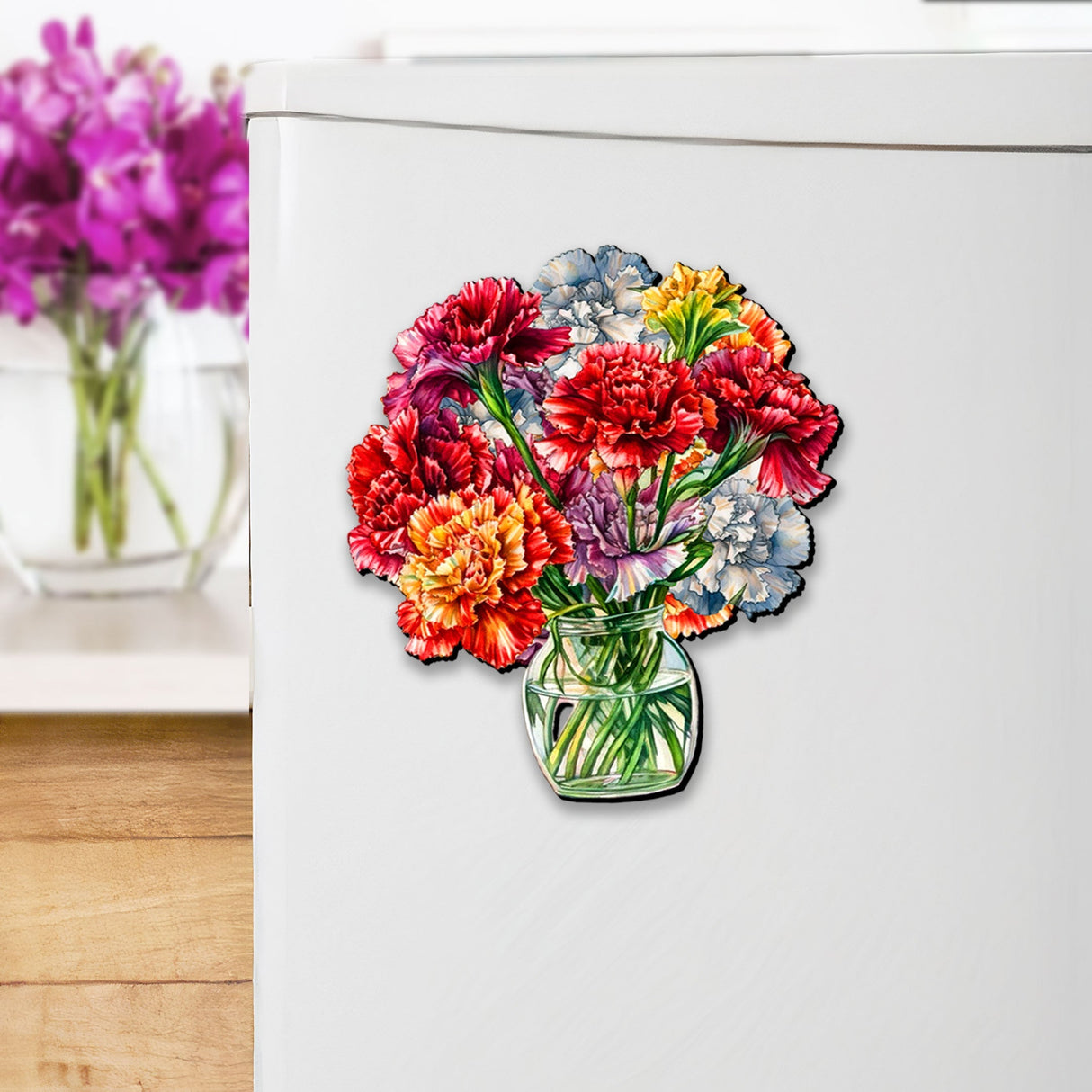 Bouquet of Flowers Decorative Wooden Magnets Set of 6 by G. Debrekht - Love Family Decor - 8090076G-S6