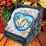 Polar Bear Love Heart Glass Ornament by G. DeBrekht - Wildlife Holiday Decor - 744-021