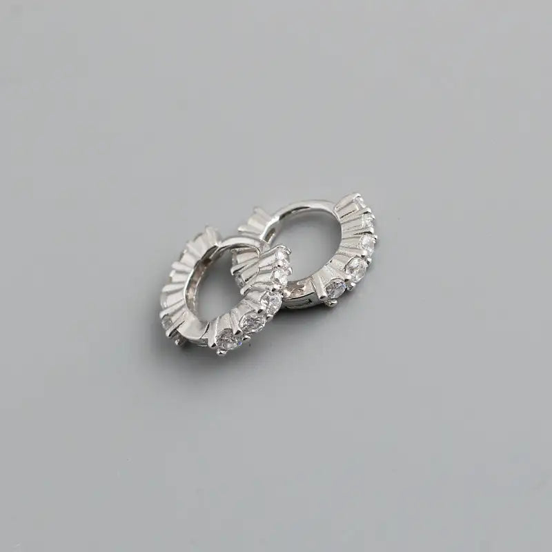 Circle-shaped Diamond Colorful Crystals Opal Zircon S925 Sterling Silver Earrings - Lootquake