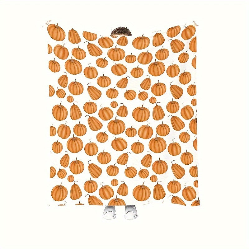 Cozy Pumpkin Print Flannel Throw Blanket - Perfect For Fall, Thanksgiving & Christmas Gifts | Soft, Warm & Reversible | Ideal For Couch, Bed, Office & Travel