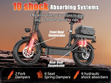 Trottinette électrique pour adultes, avec siège, moteur 740 W, autonomie jusqu'à 32 km/h, batterie 48 V 56,4 V 15 Ah, pneu 14 pouces, avec boîte arrière.