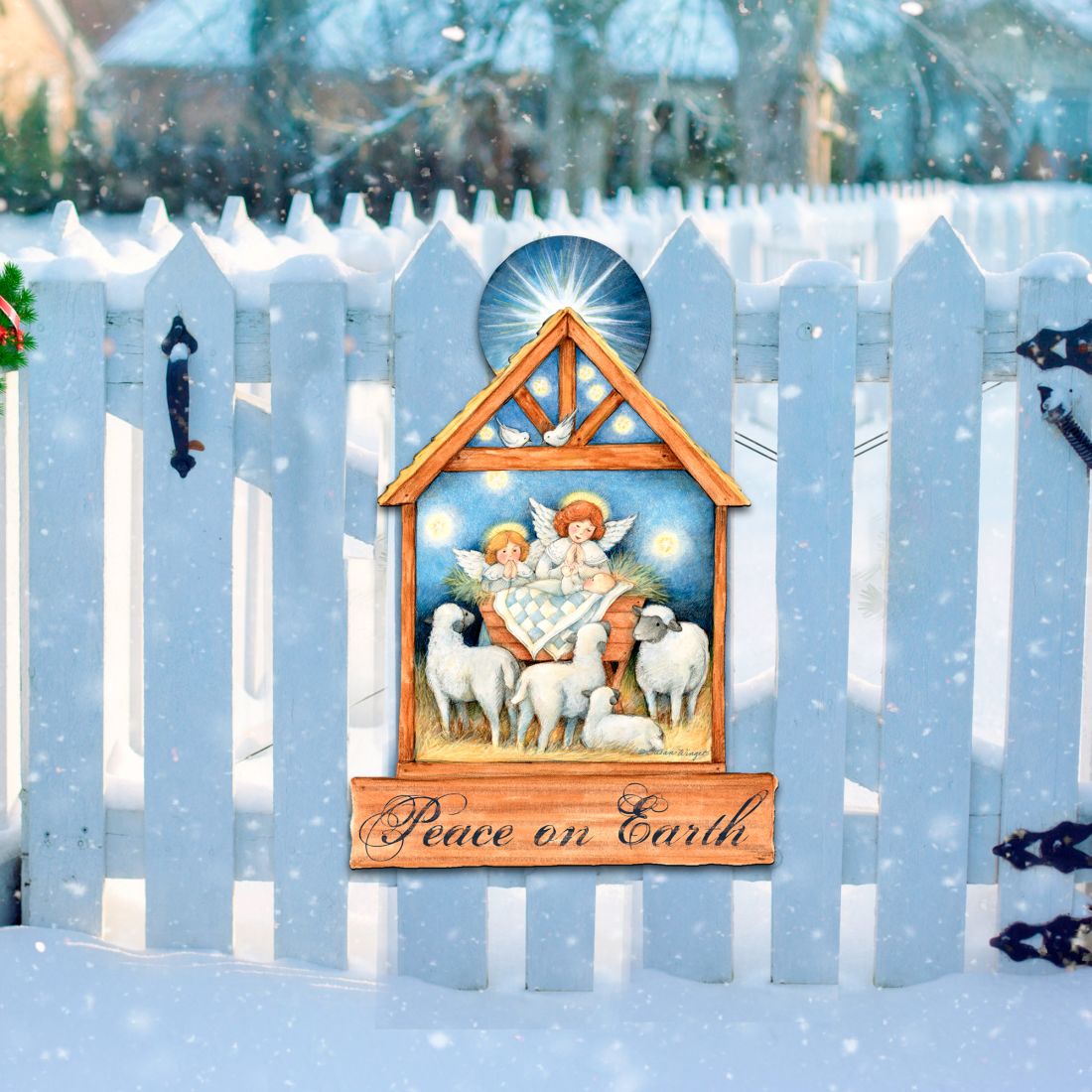 Decoración de pared y puerta con ángeles para el Nacimiento de Susan Winget - Decoración navideña del Nacimiento - 8471111H-SW