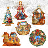 Nativity Decorative Wooden Clip-on Ornaments Set of 6 by G. Debrekht - Nativity Holiday Decor - 8090133C-S6