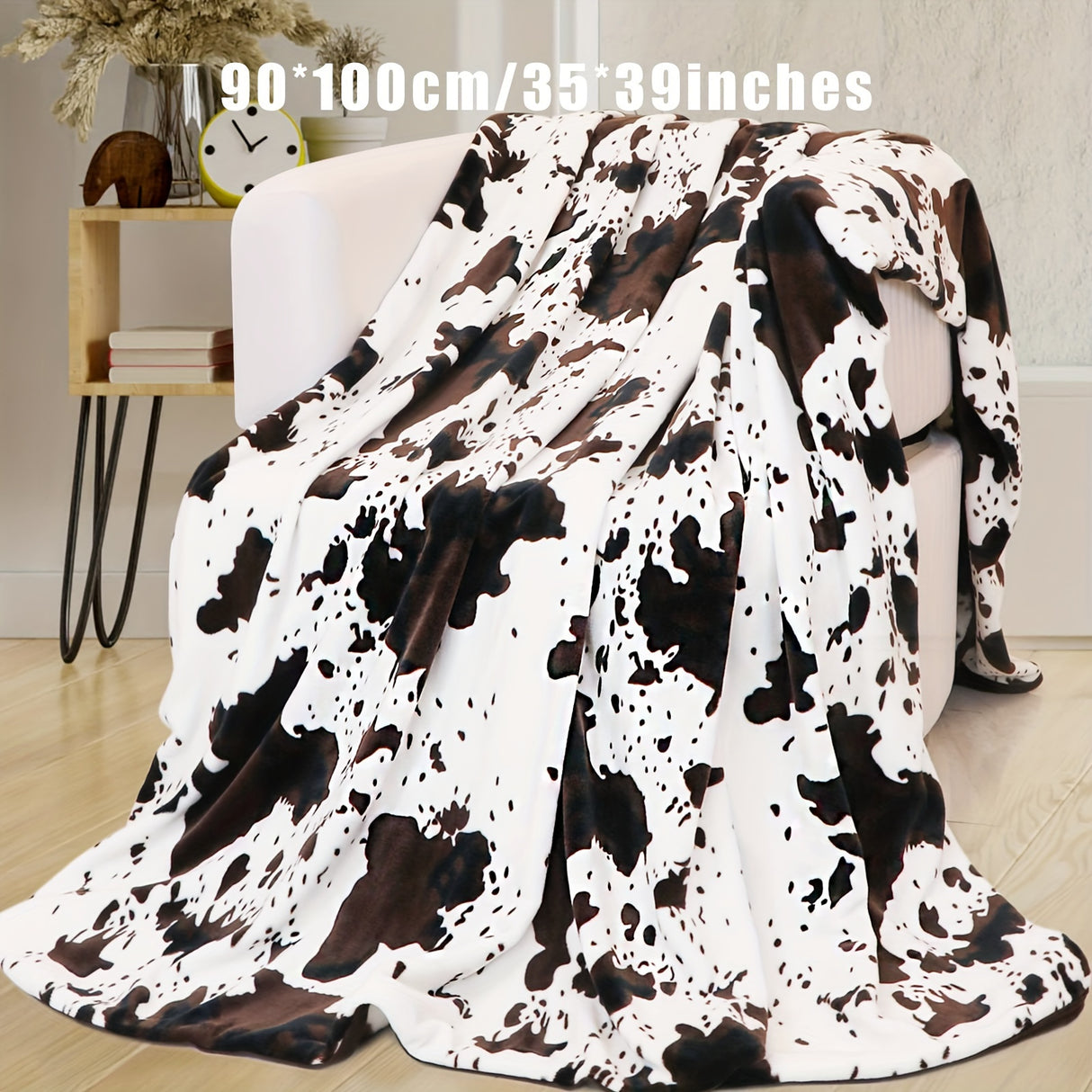 Manta suave y cálida con estampado de vaca, franela ligera y afelpada para sofá, cama, regalo decorativo para el hogar en todas las estaciones.