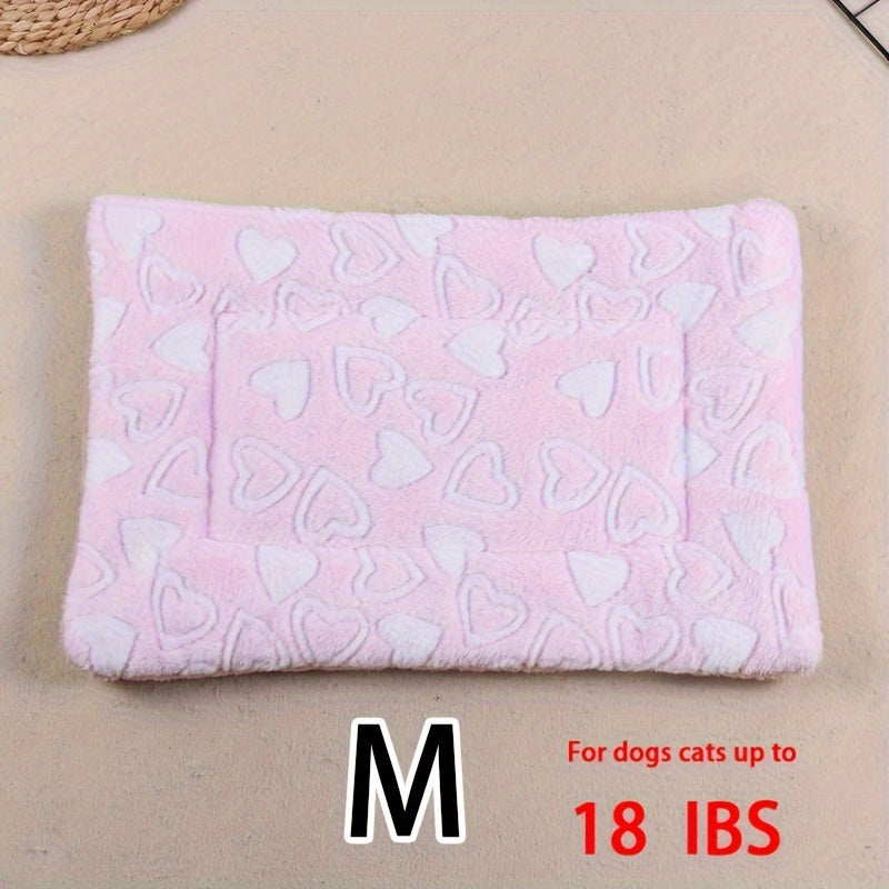 Manta rectangular para mascotas, resistente a la suciedad y para todas las estaciones - Cómoda cama con estampado de pata de perro y corazón (1 unidad)