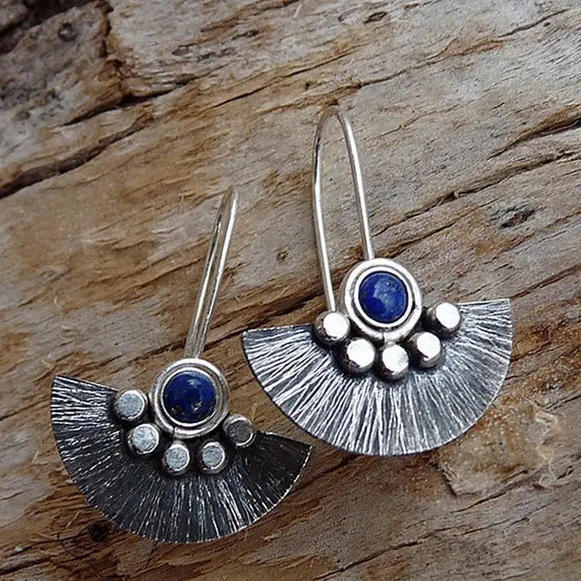 Ethnic Style Retro Semicircle Fan-shaped Metal Alloy Earrings - Lootquake